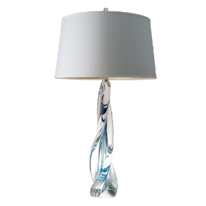 Tall Pale Blue Twist Glass Table Lamp