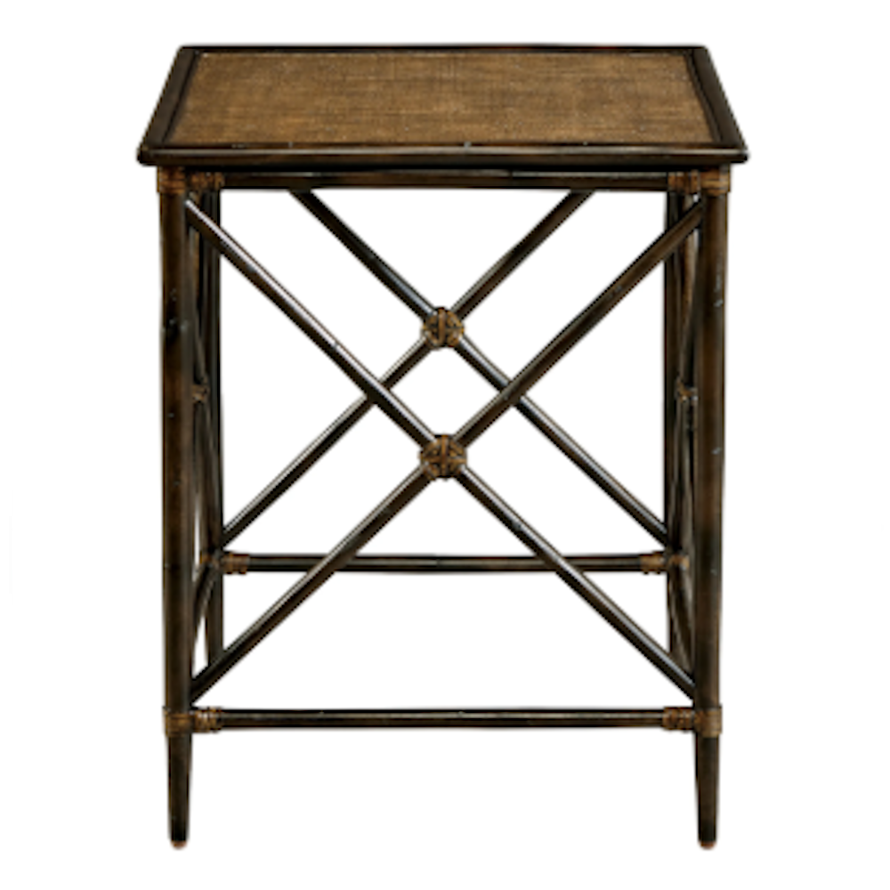 Rattan & Raffia Side Table, Espresso
