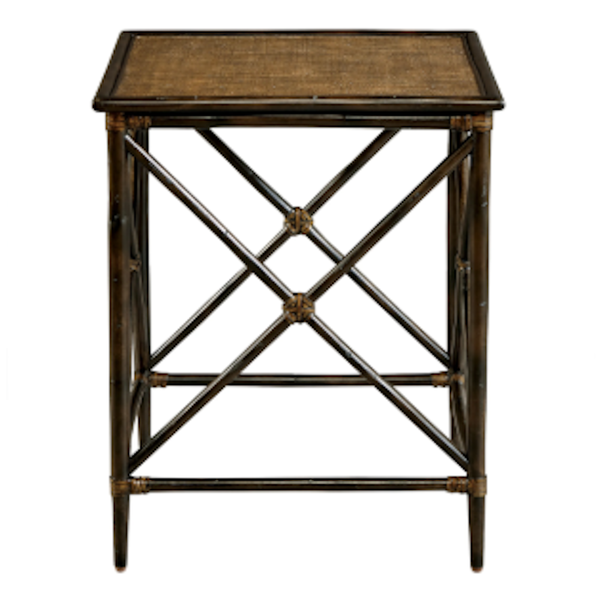 Rattan & Raffia Side Table, Espresso