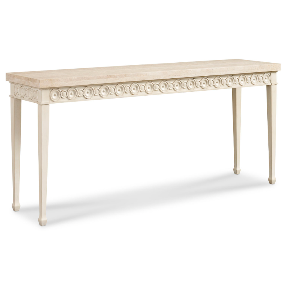 Beech Wood and Travertine Sculpted Console