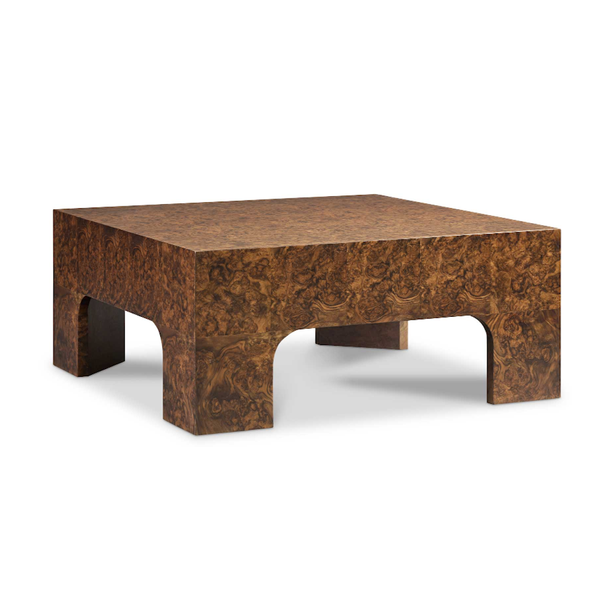 Walnut Burlwood Square Cocktail Table
