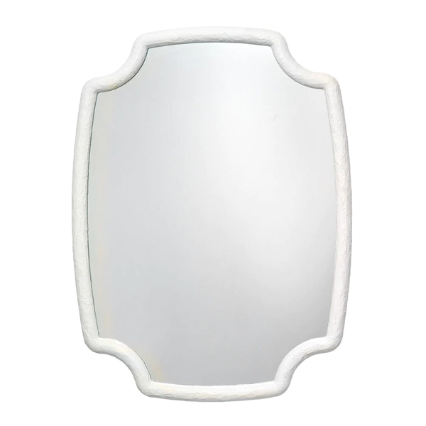 White Resin Quatrefoil Shape Mirror