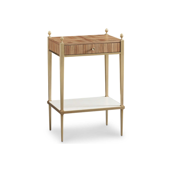 Zebrano Wood and Gold Side Table