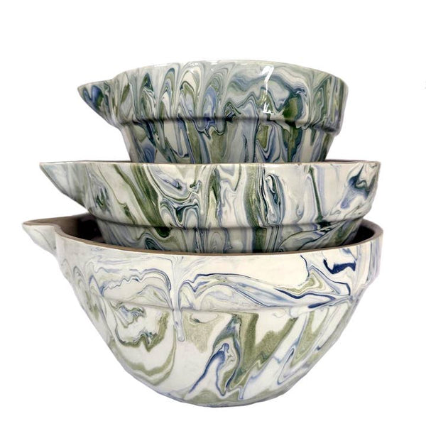 Marbled Ocean Mixing Bowls - Set of 3