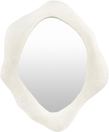 Textured White Concrete Wall Mirror