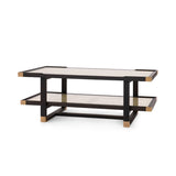 Cane and Espresso Rectangular Coffee Table