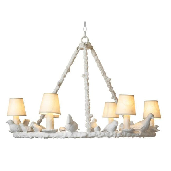 Bird chandelier small frost white white hardware