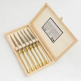 Jean Dubost 6 Steak Knives Ivory Colored Handle