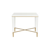 Clinton White and Gold End Table