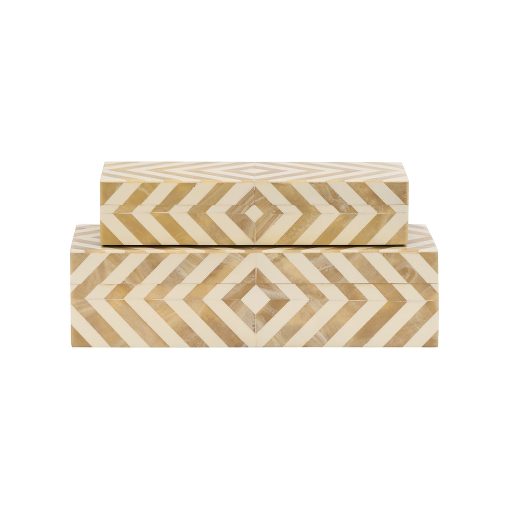 Chevron Bone Inlay Boxes (Pr)