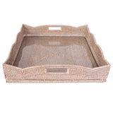 Scalloped Basket with Tray Honey, White Wash, or Tudor Black