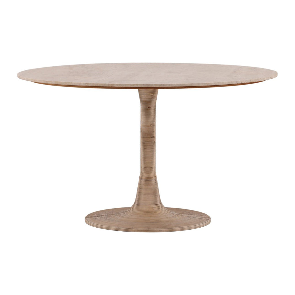 Travertine, Cane and Iron Dining Table 52" Round Only 1 Left