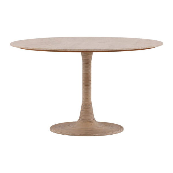 Travertine, Cane and Iron Dining Table 52" Round Only 1 Left
