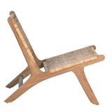 Teak Wood and Rattan Lounge Chair
