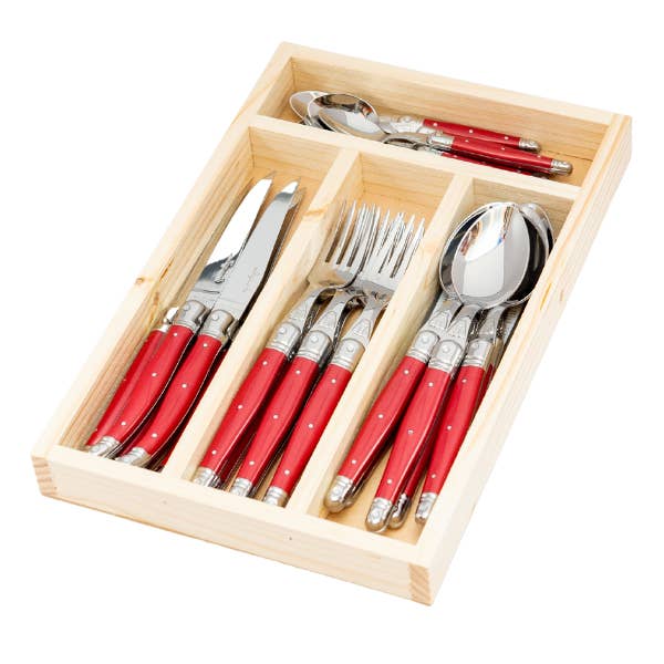 Jean Dubost 24 Pc Everyday Flatware Set Red