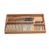 JLaguiole 24 Piece Flatware Set, Ivory in Wood Box with Acrylic Lid
