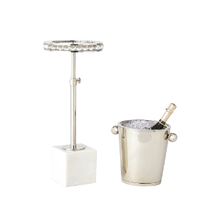 Champagne Ice Bucket Stand/Side Table Nickel or Brass