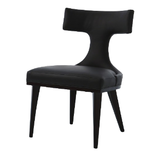 Klismos Back Black Leather Walnut Leg Dining Chair