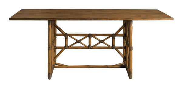 Rattan Flip Top Table, Knotty Pecan