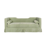 Skirted Tuxedo Style Sage Velvet Sofa