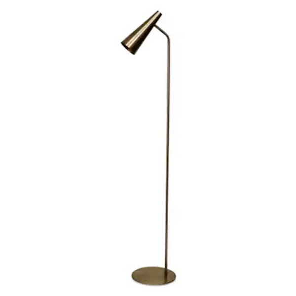 Antique Brass Cone Mid Century Floor Lamp
