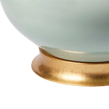 Pale Celadon and Gold Table Lamp with Linen Shade