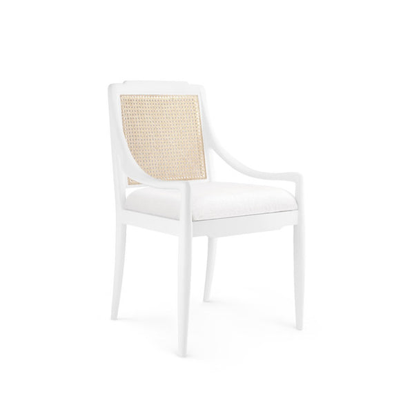 Carly Cane Sloped Arm Dining Chair Eggshell White