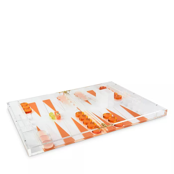 Lucite Backgammon Set Orange or Blue