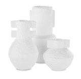 Papier Mache Terracotta Textured White Vases (Set of 3)