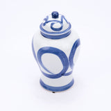 Blue & White Brushstroke Swirl Circle Temple Jar