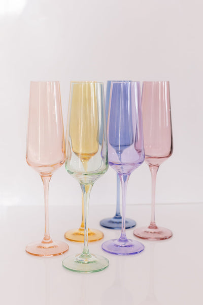 ESTELLE COLORED CHAMPAGNE FLUTE - SET OF 6 {MIXED SET}