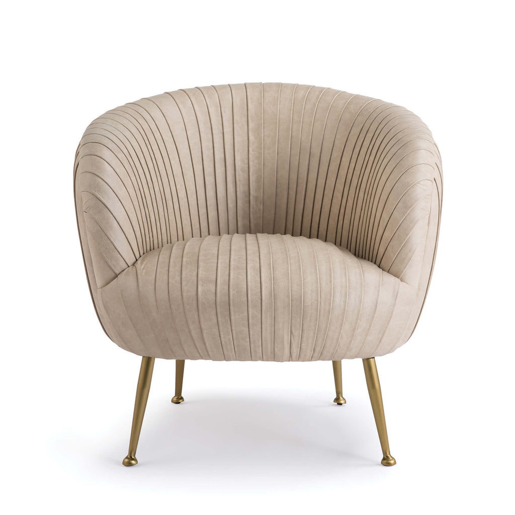 Pascal Pleated Leather Chair Cappuccino