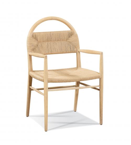 "Pernelle" Rush Weave and French Oak Dining Arm Chair by Christiane Lemieux