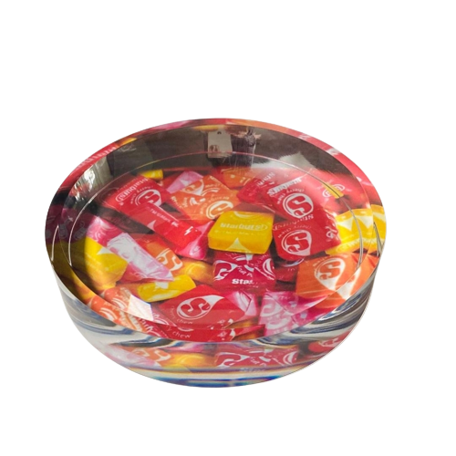 Round Acrylic Block Starburst Candy Dish Catchall