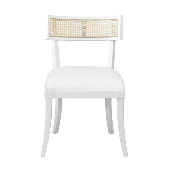 White and Cane Back Dining Chair