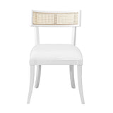 White and Cane Back Dining Chair
