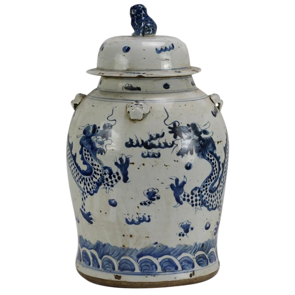 Vintage Temple Jar Dragon Motif - 2 Sizes