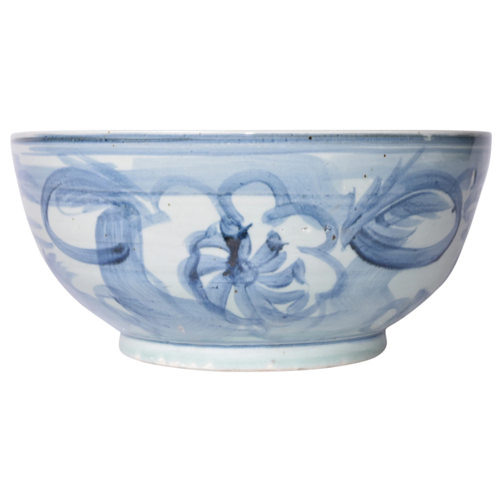 Blue & White Silla Bowl Twisted Flower
