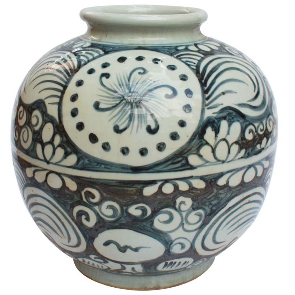 Blue & White Yuan Sunflower Open Top Porcelain Jar