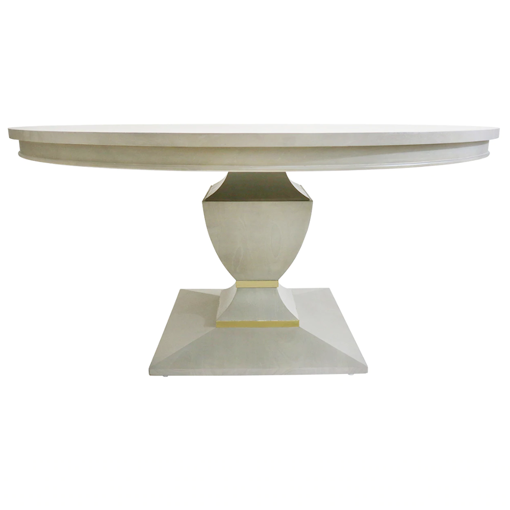 Carlyle Pedestal Round Grey Wood Table