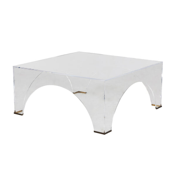 Square Acrylic and Brass Cofffee Table