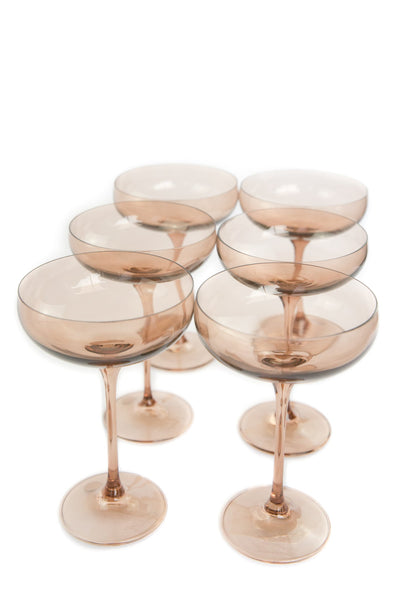 ESTELLE COLORED CHAMPAGNE COUPE STEMWARE - SET OF 6 {AMBER SMOKE}