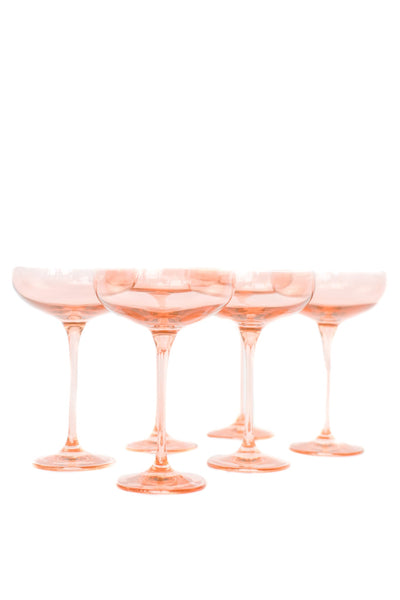 Estelle Colored Glass - Stemware Wine Glasses - Set of 6 Blush Pink