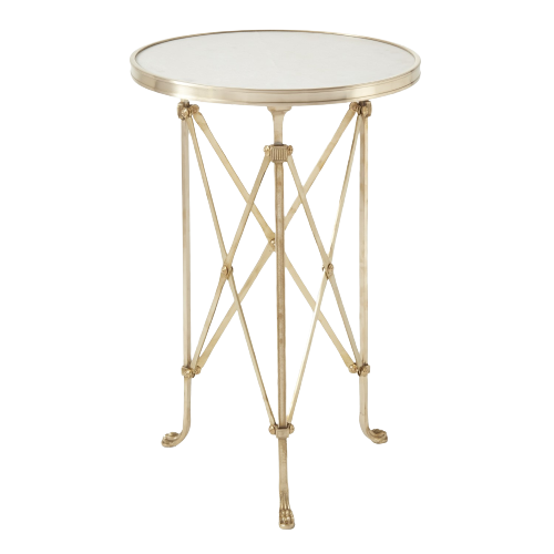 Directoire Table Brass and White Marble