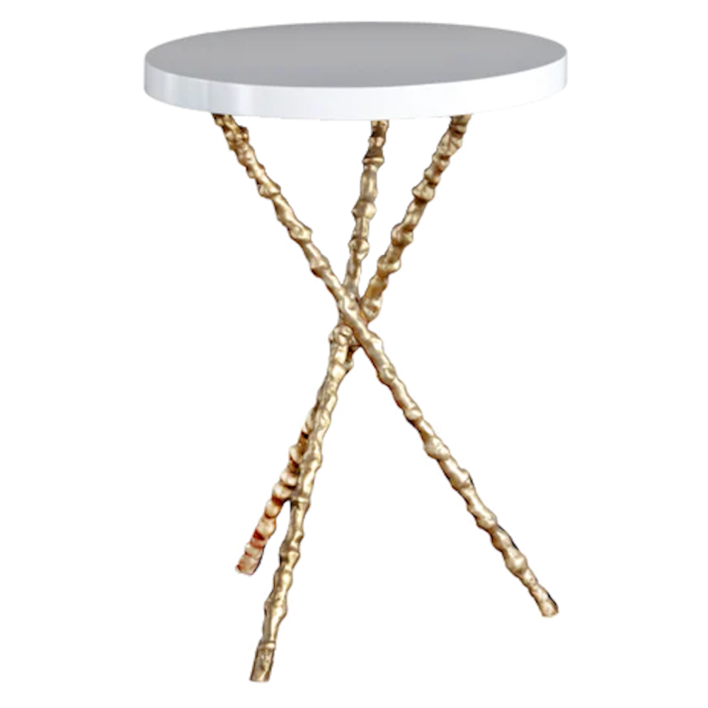 Oly Studio Diego Antique Gold White Lacquer Side Table