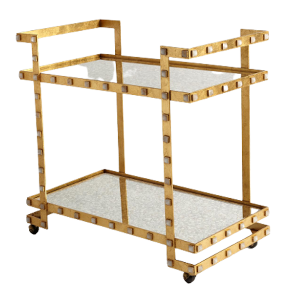 QUARTZ STUD BAR CART-GOLD LEAF by Ashley Childers Emporium Home