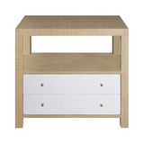 Lacquer and Grasscloth Side Chest Natural or Gray