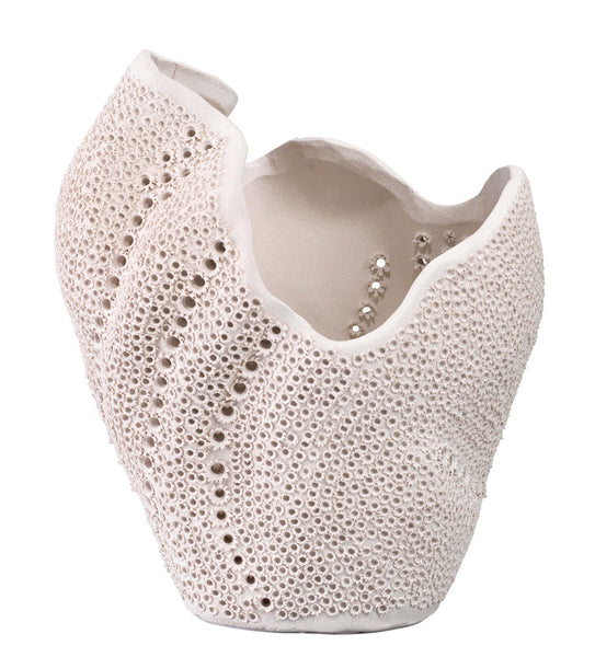 Perforated Matte White Vase