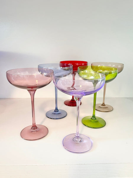 ESTELLE COLORED CHAMPAGNE COUPE STEMWARE - SET OF 6 {MIXED SET}