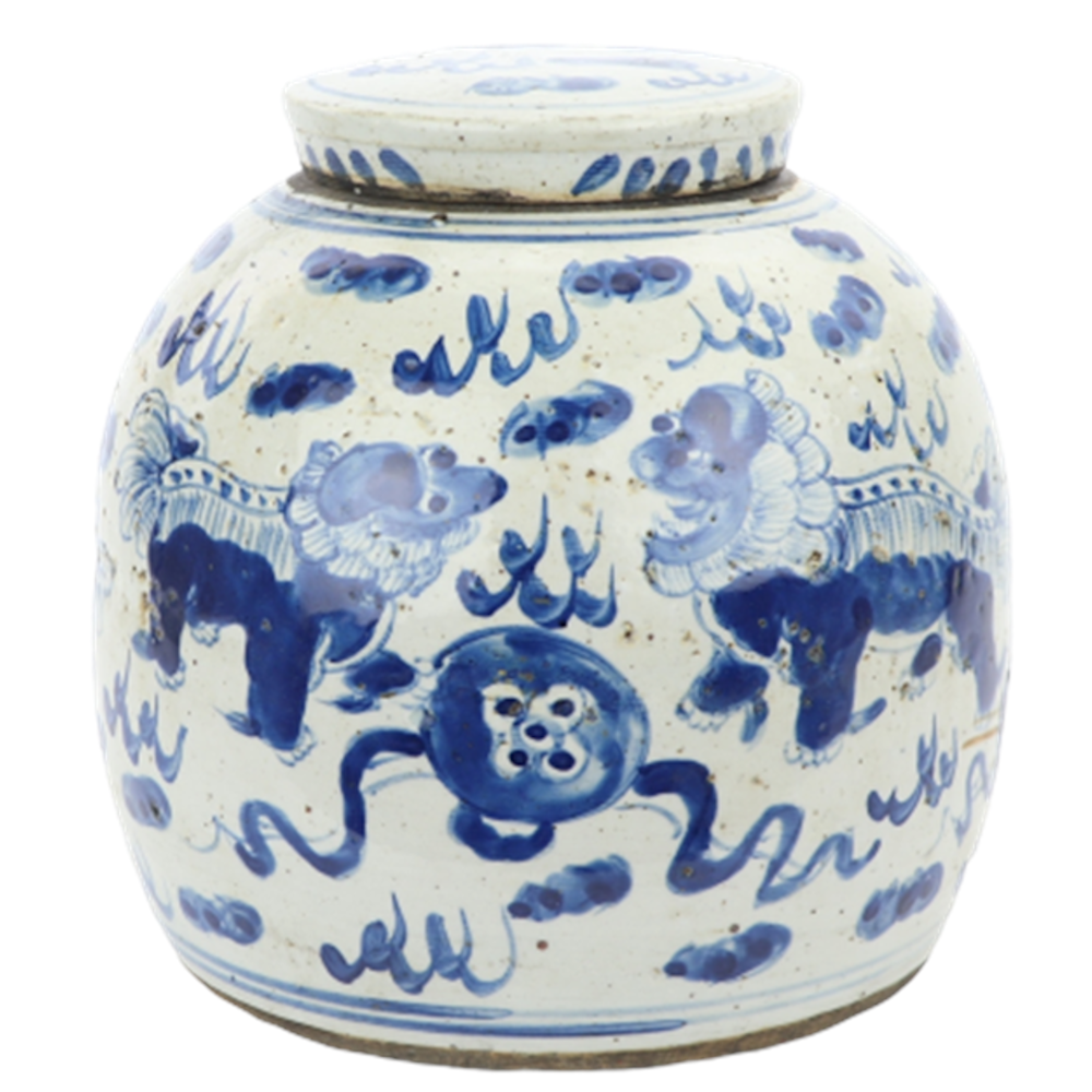 Vintage Ming Jar Lion Motif - 2 Sizes